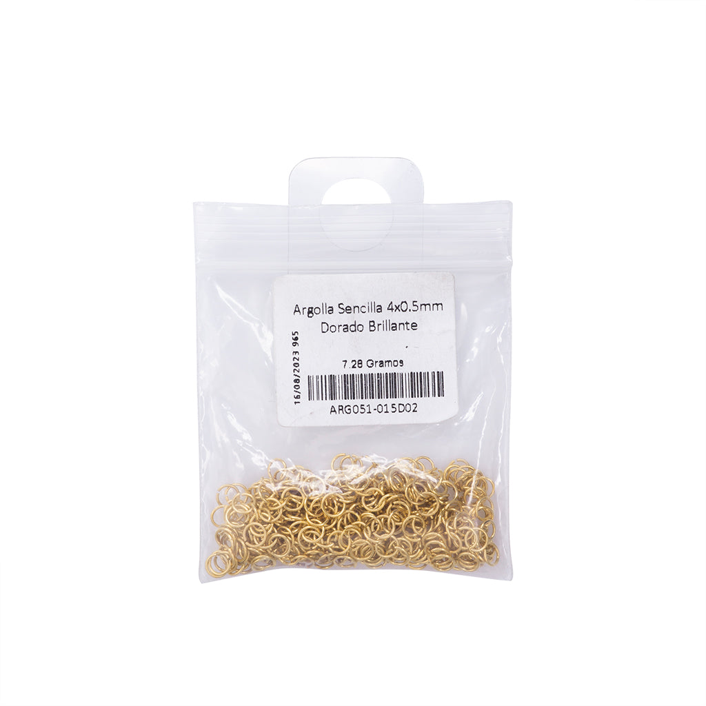 Argolla Sencilla 4x0.5mm Dorado Brillante