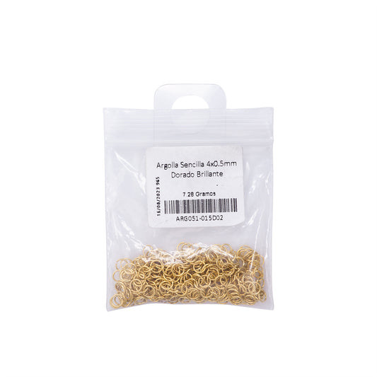 Argolla Sencilla 4x0.5mm Dorado Brillante