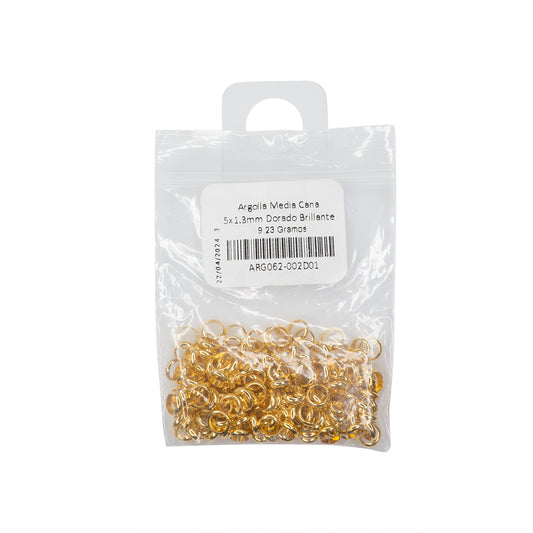 Argolla Media Cana 5x1.3mm Dorado Brillante