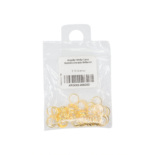 Argolla Media Cana 8x2mm Dorado Brillante