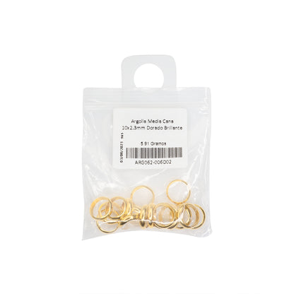 Argolla Media Cana 10x2.3mm Dorado Brillante
