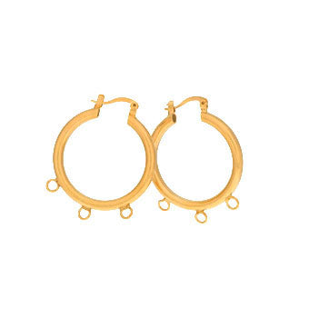 Arracada Redonda con 3 Argollas 30mm Dorado Satinado