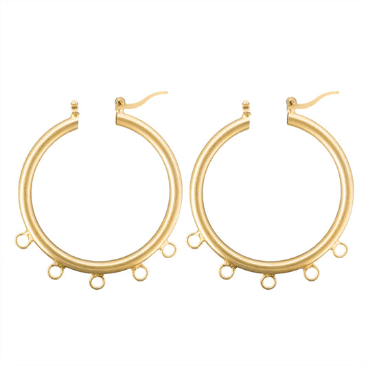 Arracada Redonda con 5 Argollas 40mm Dorado Satinado