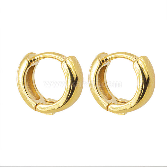 Arracada Chapa Redonda 9x10mm Dorado