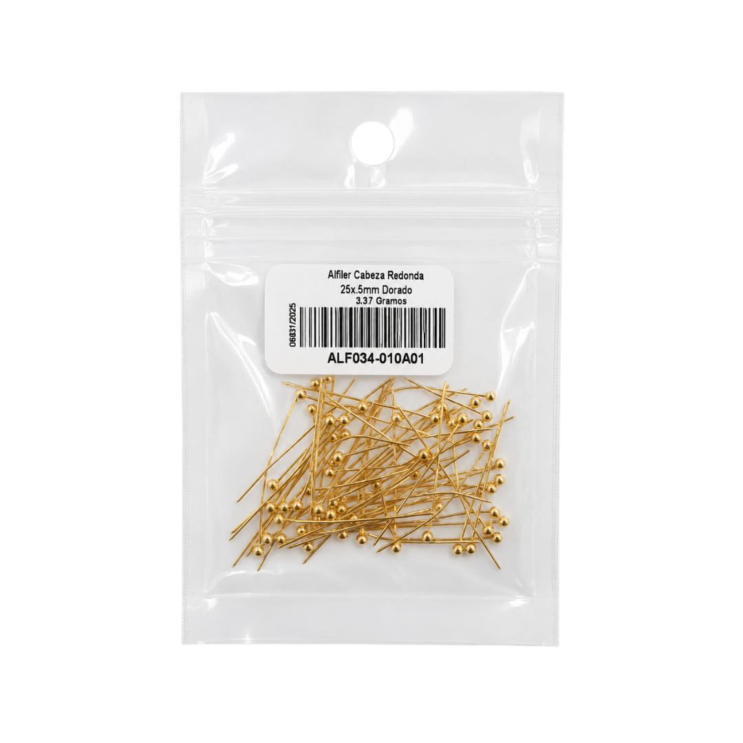 Alfiler Cabeza Redonda 25x.5mm Dorado 4