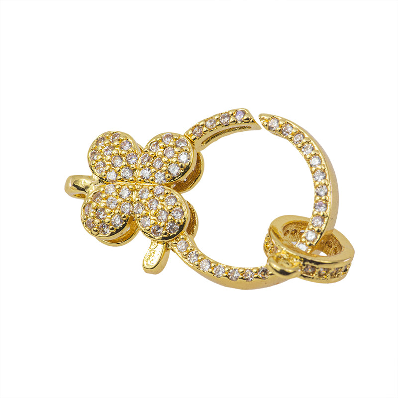 Broche Chapa con Circonia 23.9x14.9mm Dorado