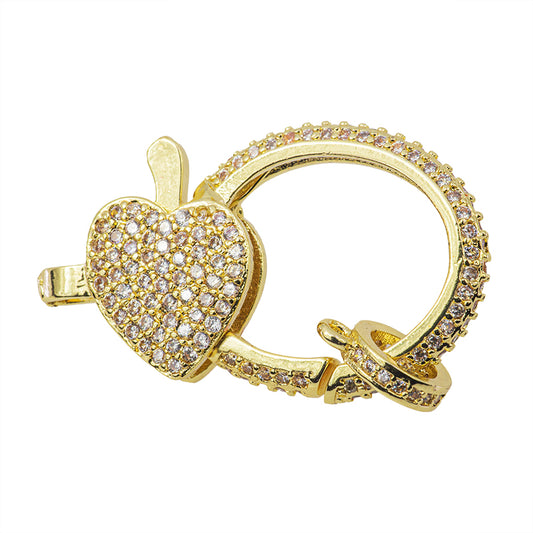 Broche Chapa con Circonia Corazon 31x19mm Dorado