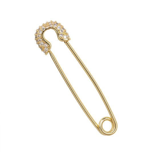 Broche Chapa Seguro con Circonia 38.4x9.7mm Dorado