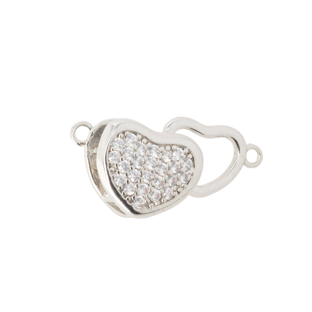 Broche Corazón con Circonia 13x10mm Plateado