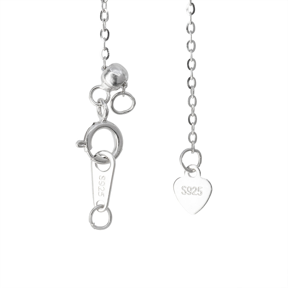 Extensión de cadena con Broche Bandola de plata 925 6cm Corazón