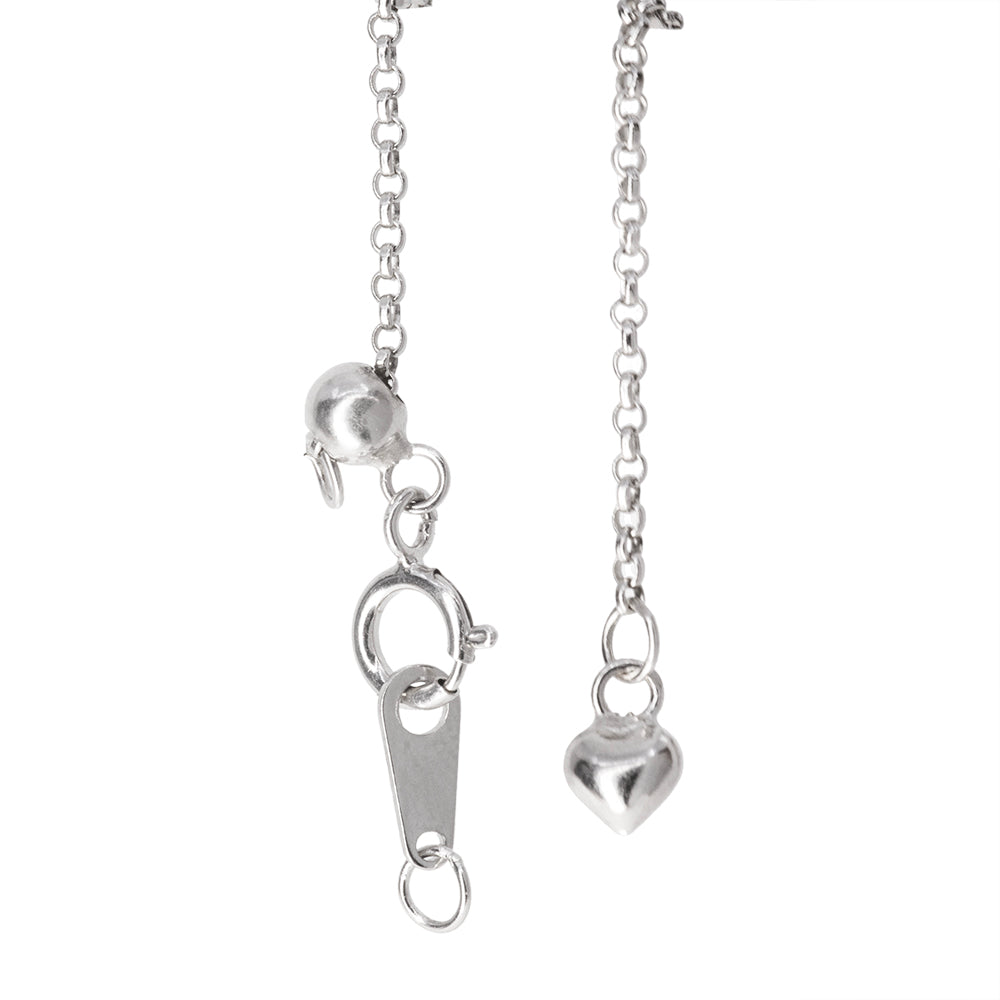 Extensión de cadena con Broche Bandola de plata 925 6cm Corazón