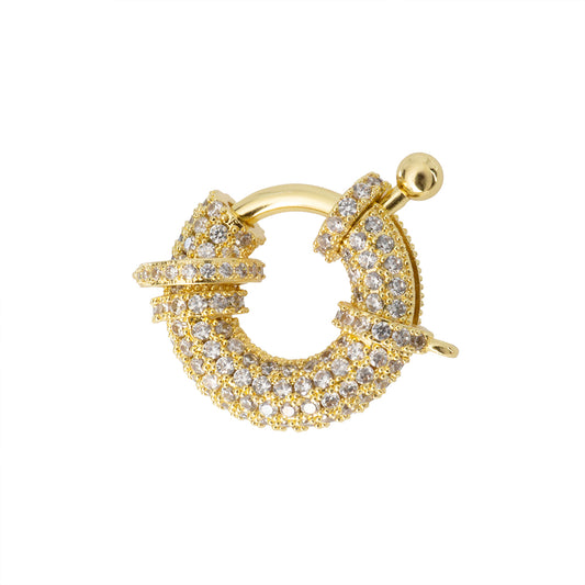 Broche Bandola con Circonia 20mm Dorado