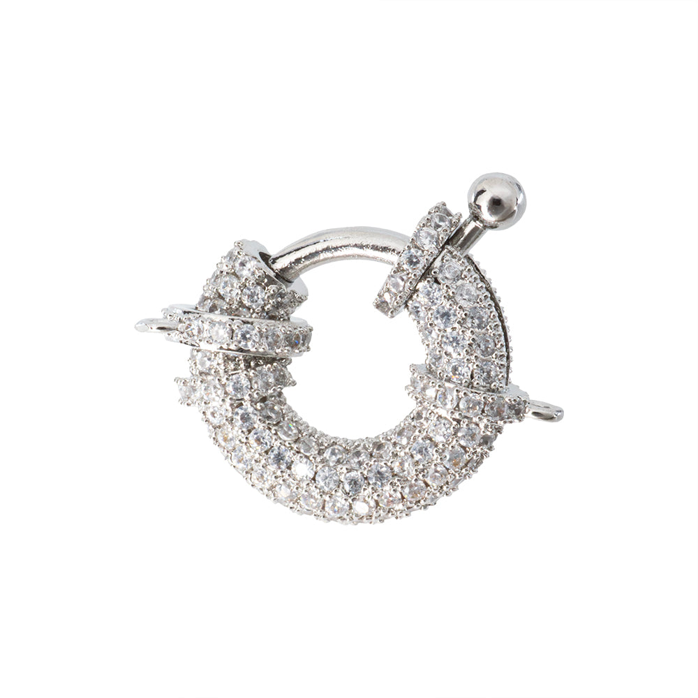 Broche Bandola con Circonia 20mm Plateado