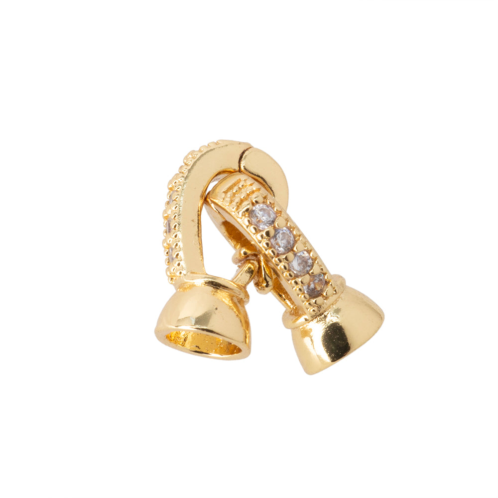 Broche con Terminal con Circonia 12x5.5mm Dorado