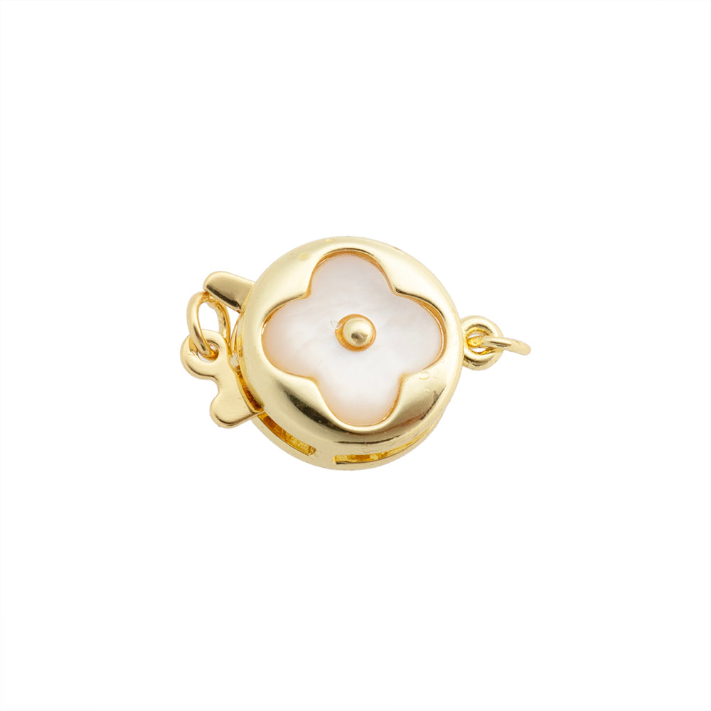 Broche Flor con Madre Perla 16.7x11.8mm Dorado