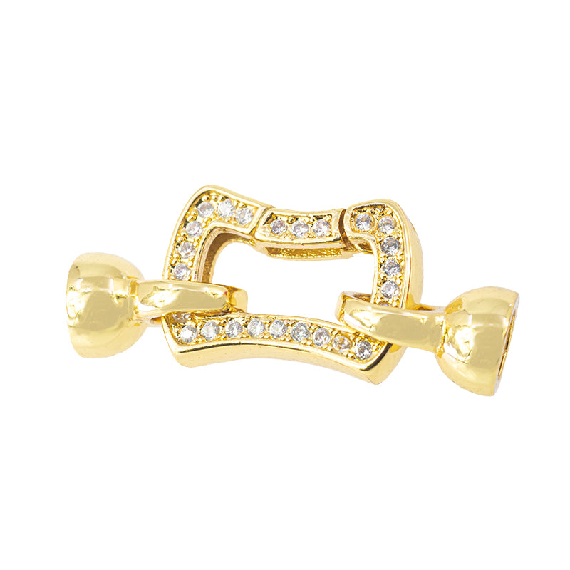 Broche Chapa Conector Pave 30x11.5mm Dorado