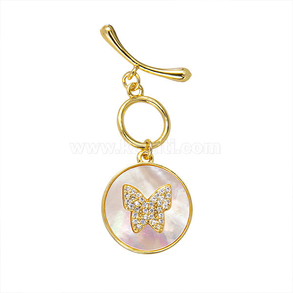 Broche T Madre Perla y Circonia Mariposa 19.8x19.7mm Blanco