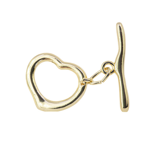 Broche T Corazon 32x20mm Dorado