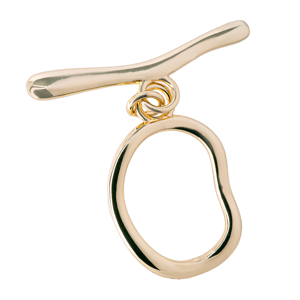 Broche T Oval Forma Orgánica 23.5x15mm Dorado