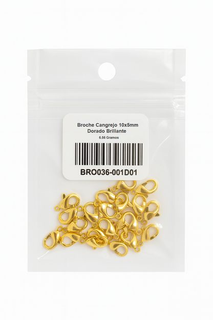 Broche Cangrejo 10x5mm Dorado Brillante