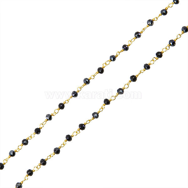 Cadena Hematita Vermeil Rondela Facetada 3.5mm Negro