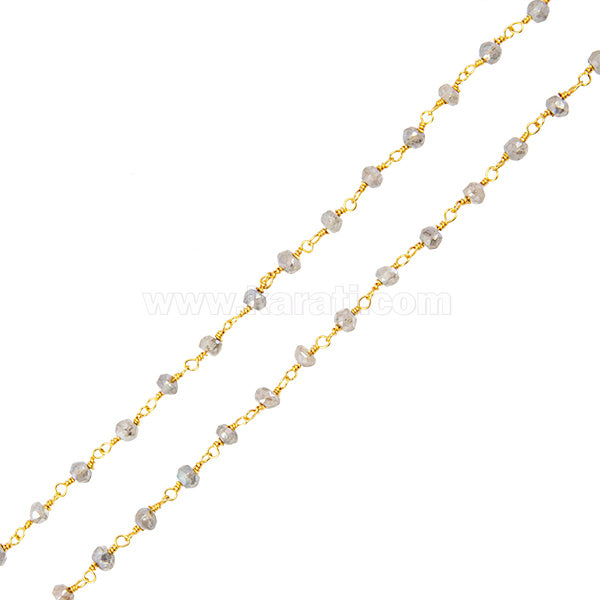 Cadena Piedra Luna Vermeil Rondela Facetada 3.5mm Gris