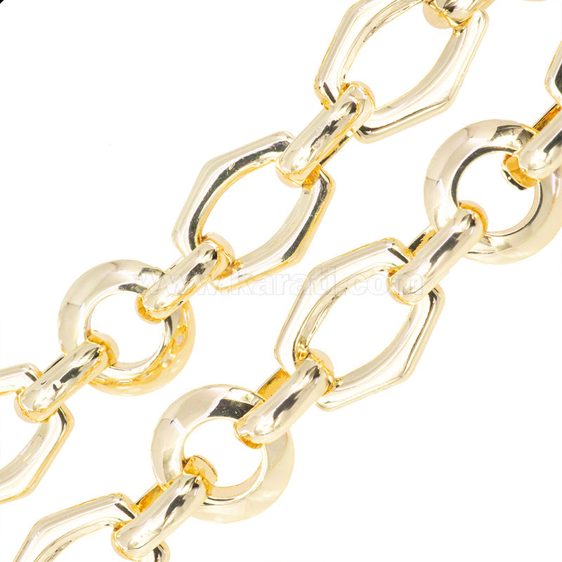 Cadena Chapa Rombo 12x10mm Dorado