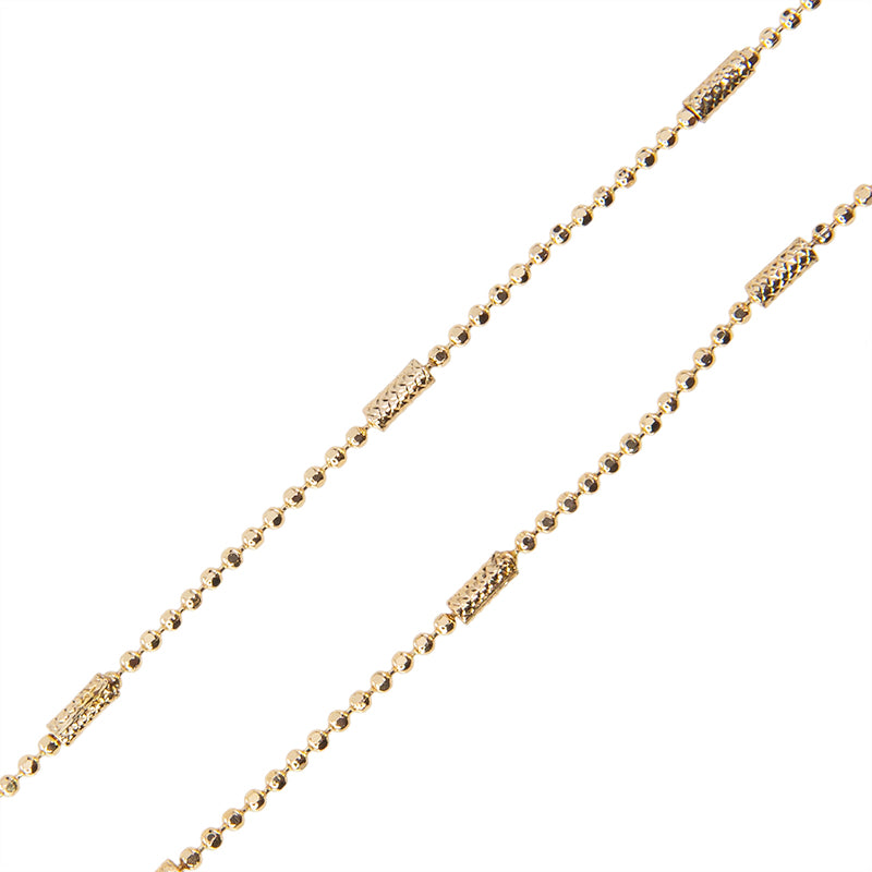 Cadena Chapa de Bolitas con Cilindro 1.2x1.2mm Dorado
