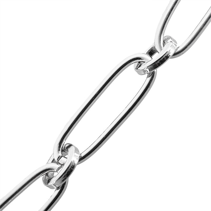 Cadena Oval con Circulo 31x10mm Plateado Brillante