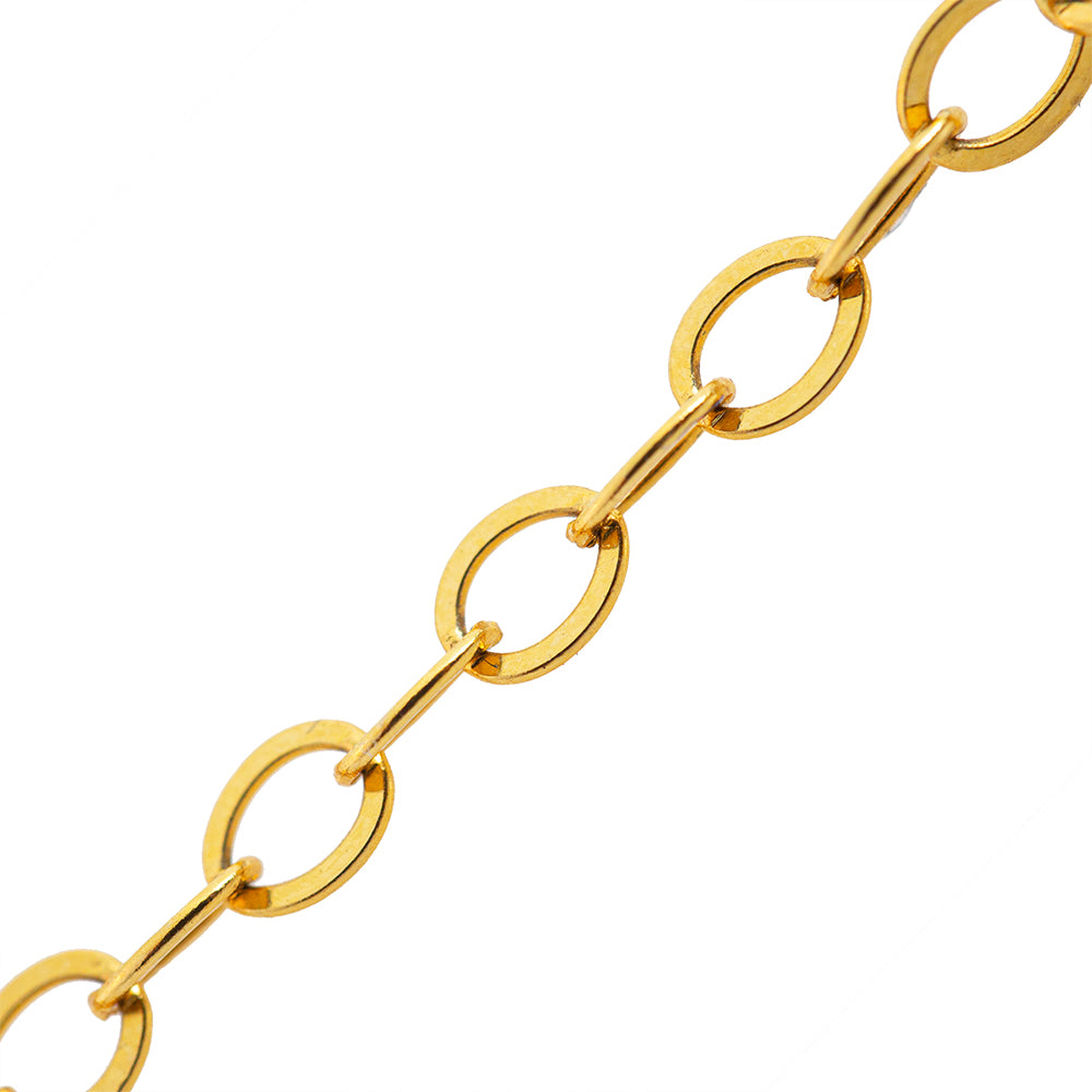 Cadena Chapa Oval con Rectángulo 2x1.7mm Dorado