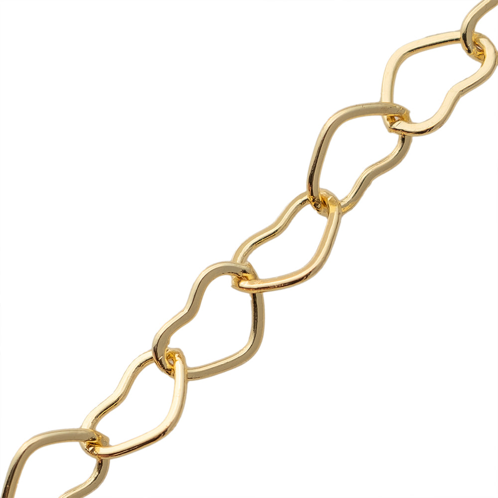Cadena de Corazon 16x11mm Dorado
