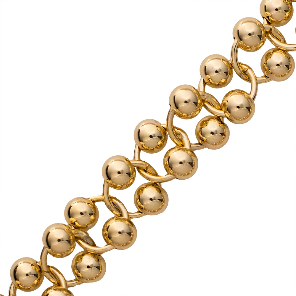 Cadena de Argollas con Esferas 10mm Dorado
