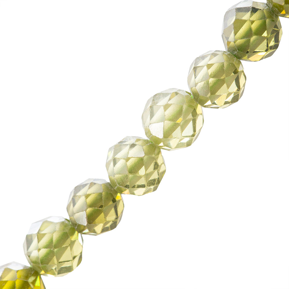 Circonia Esfera Facetada 4mm Verde Olivo