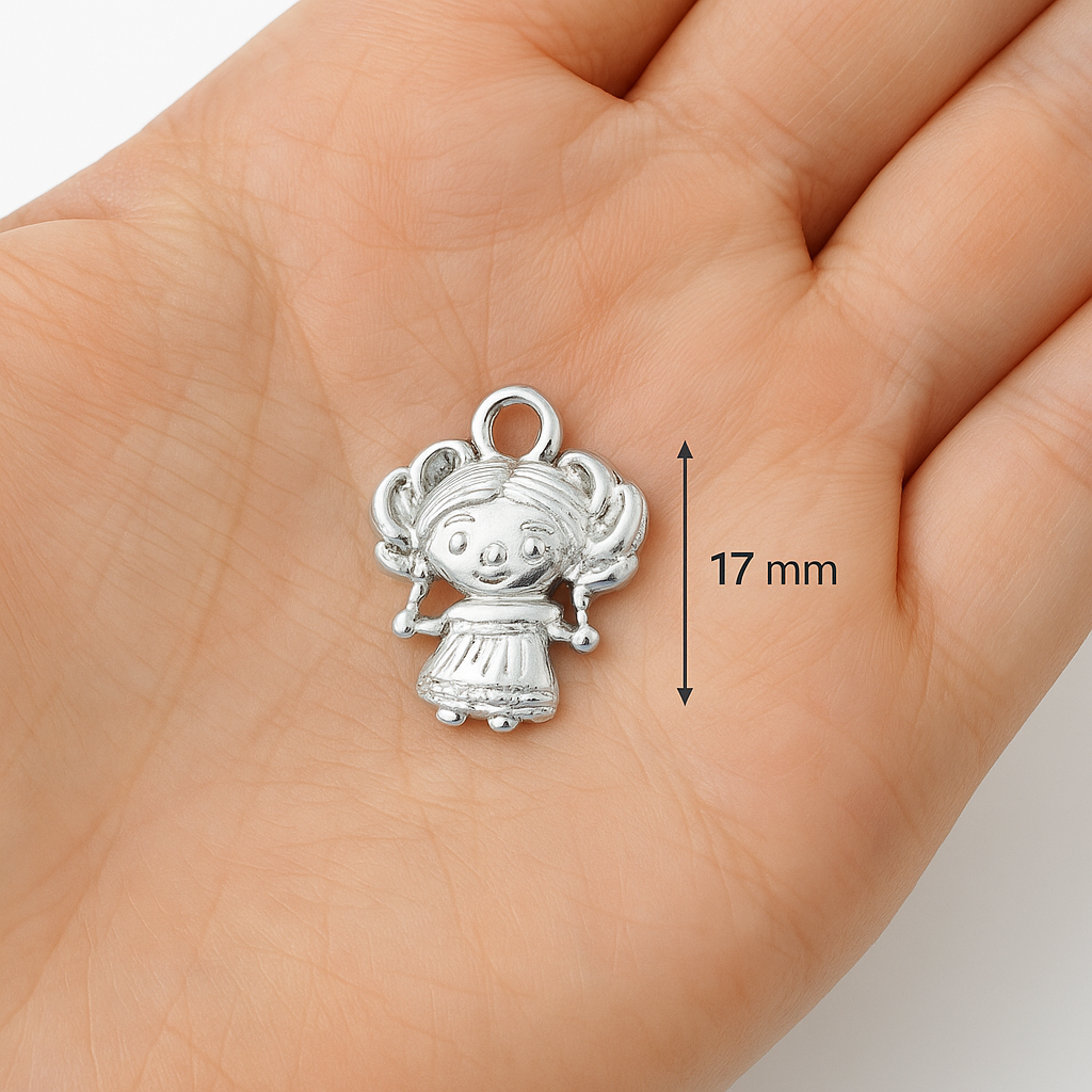 Dije Chapa Muñeca Lele 17x15mm Niquel 3