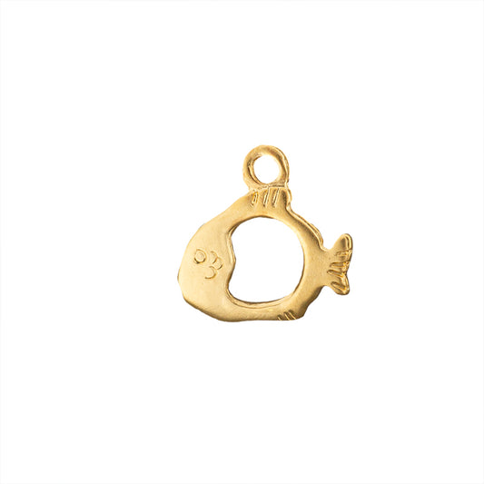 Dije Chapa Pez Calado 15x15mm Dorado Satinado