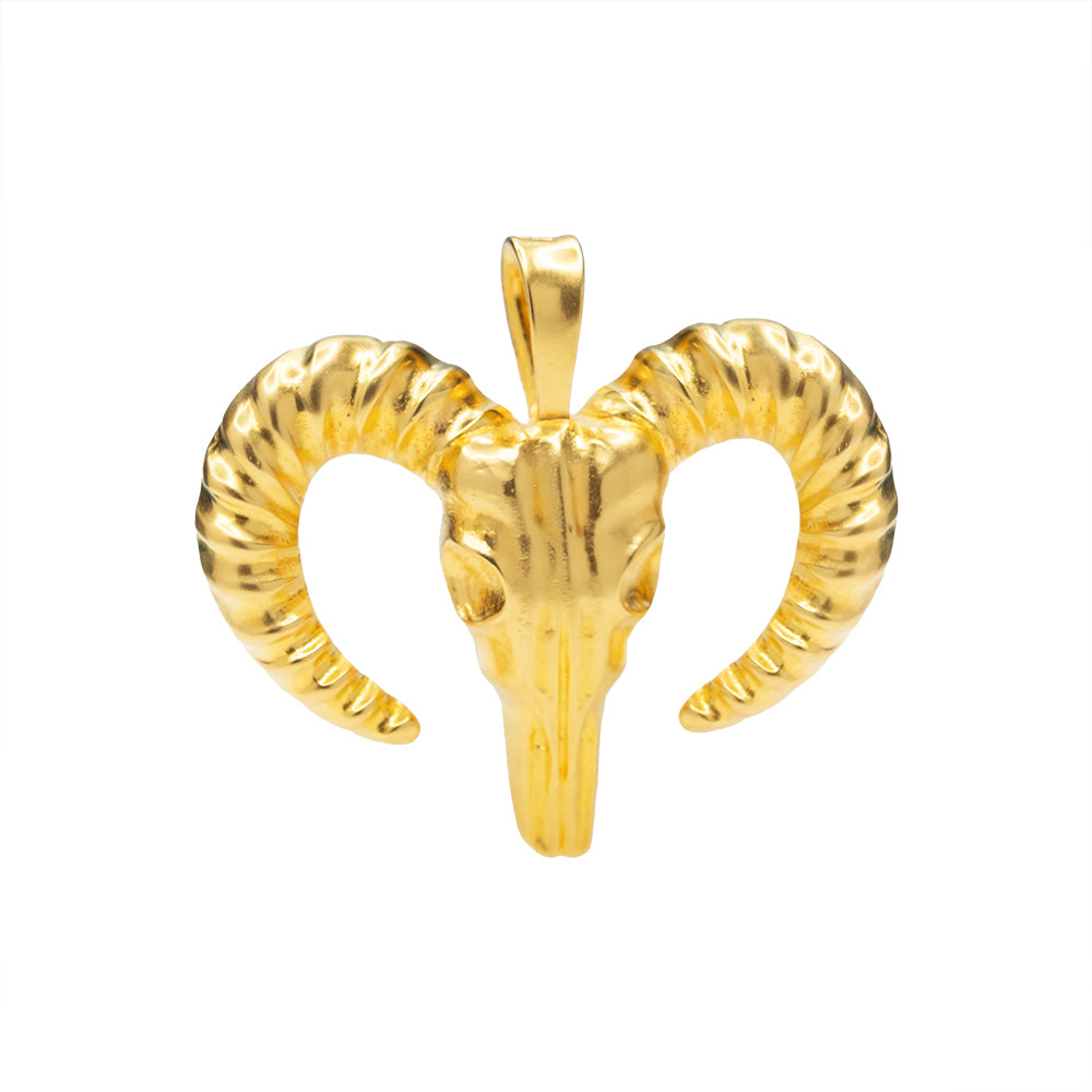 Dije Chapa Cráneo Borrego 47x53.5mm Dorado Satinado