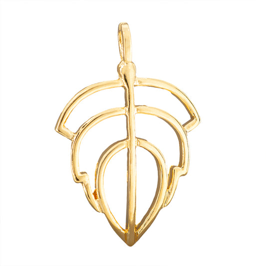Dije Chapa Hoja Calada 46x31mm Dorado