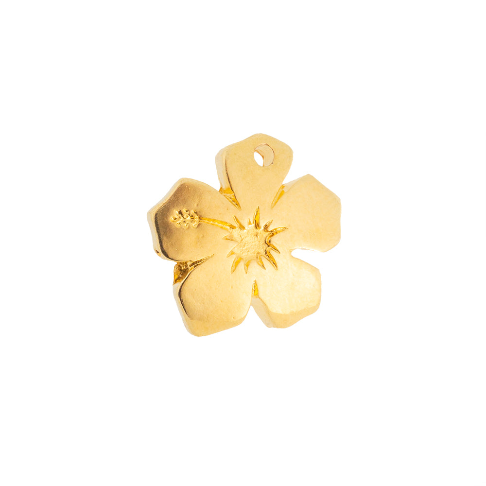 Dije Chapa Flor Tropical 15x14.5mm Dorado