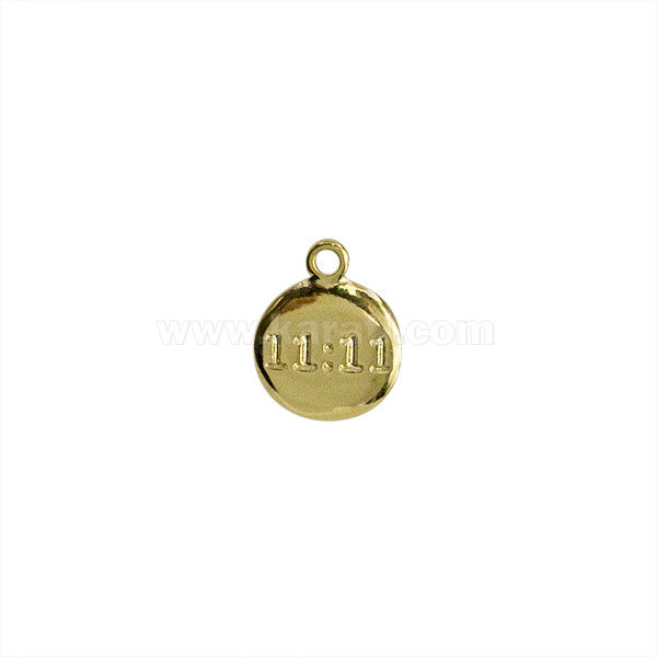 Dije Circular Suerte 11:11 16.5x13.5mm Dorado Brillante