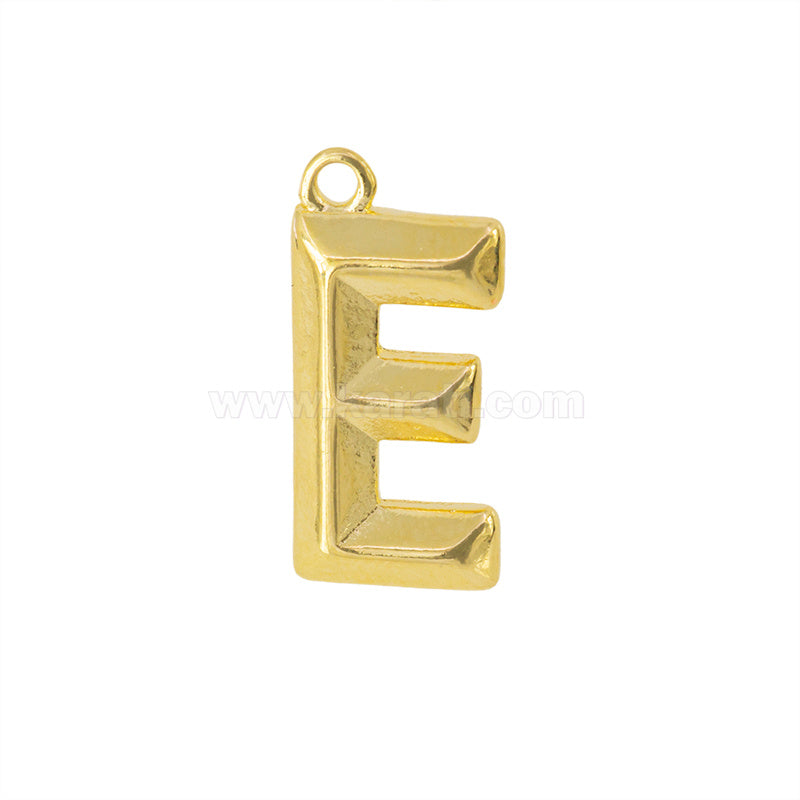Dije Chapa de Oro Inicial E 18x12mm Dorado Brillante