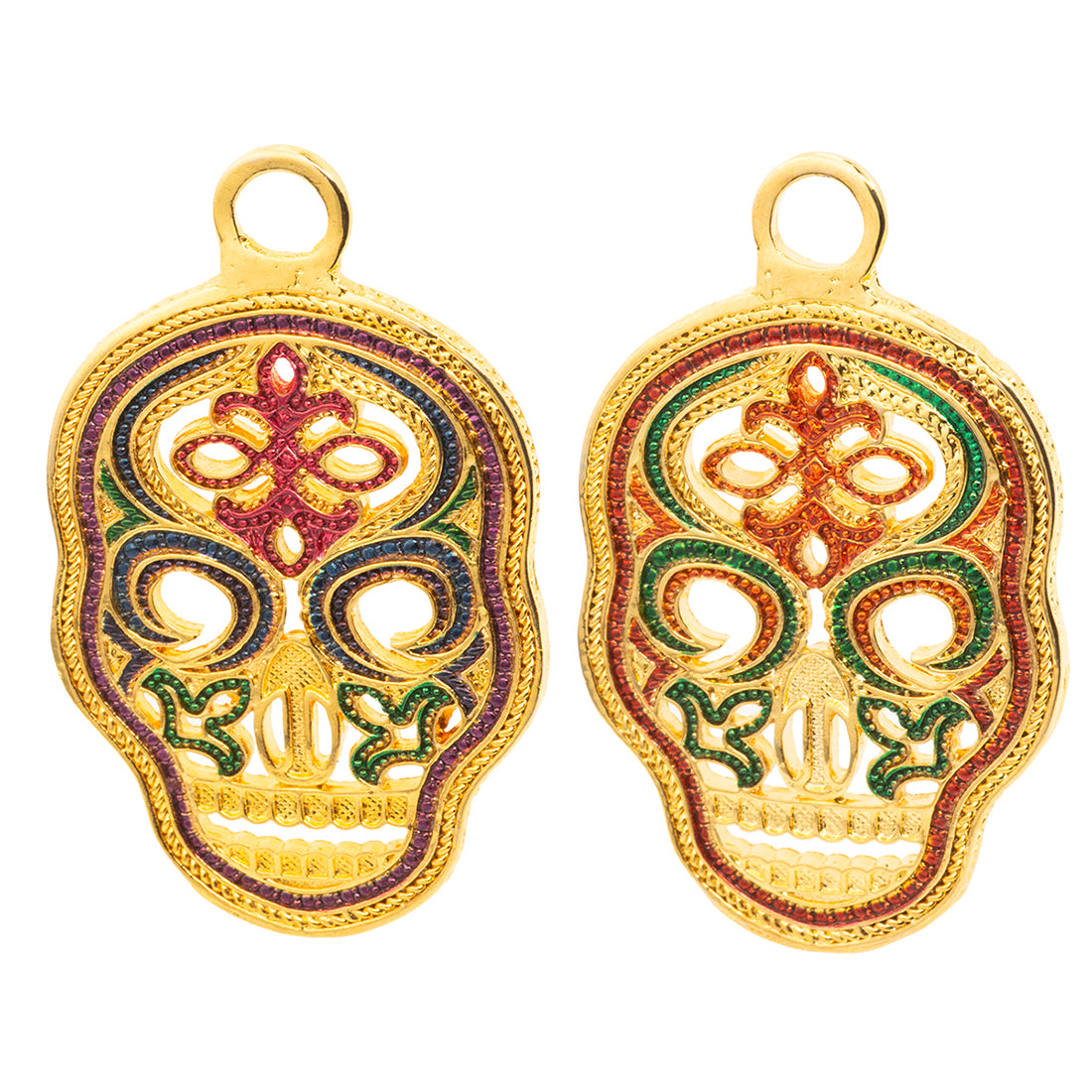 Dije Calavera con Impresión 43x26.5mm Dorado