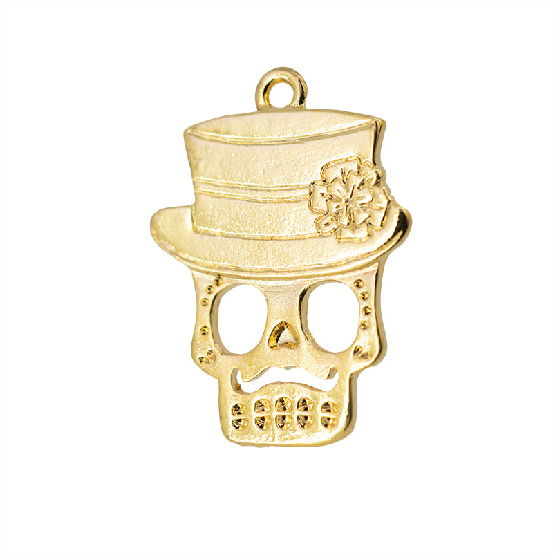 Dije Chapa Calavera Catrin 27.5x20mm Dorado Brillante