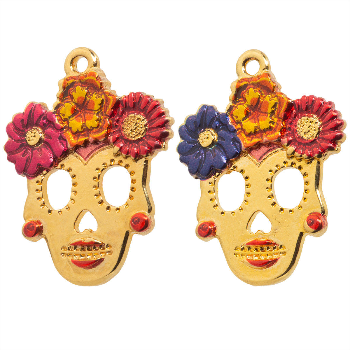 Dije Calavera Catrina con Impresión 28x21mm Dorado