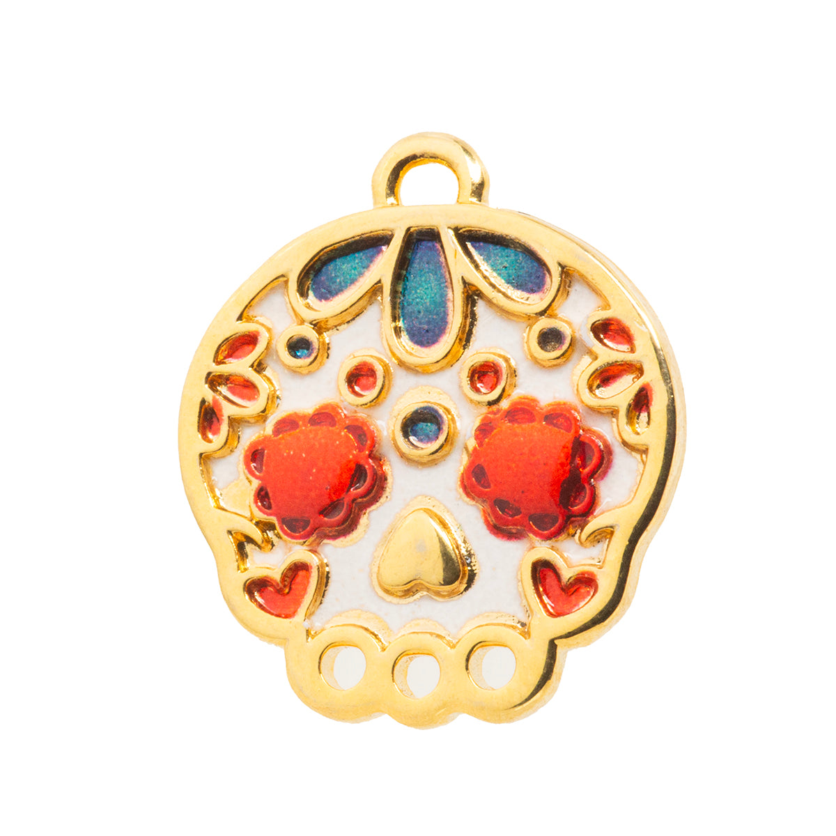 Dije Calavera con Impresión 22x19mm Dorado