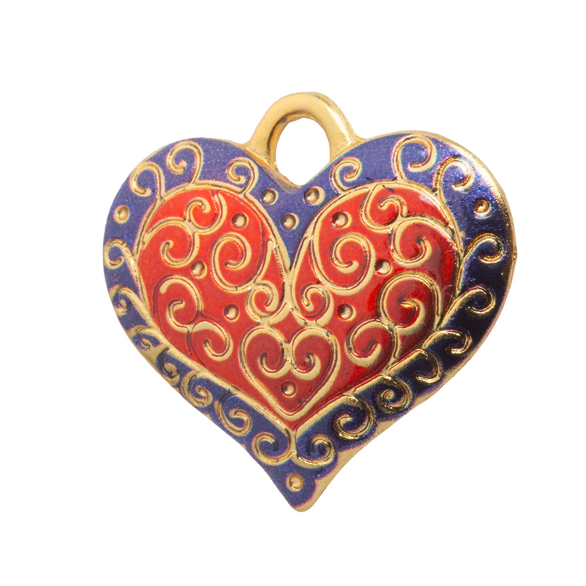 Dije Corazón con Impresión 25x26.5mm Dorado