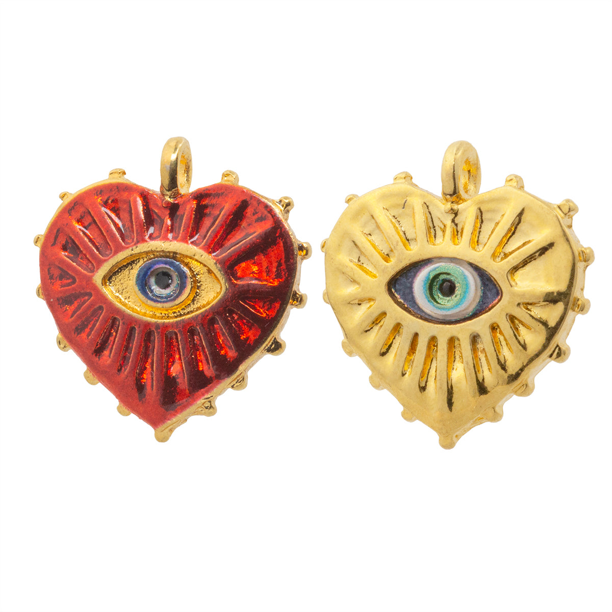 Dije Corazón con Ojo con Impresión 15.5x14.5mm Dorado