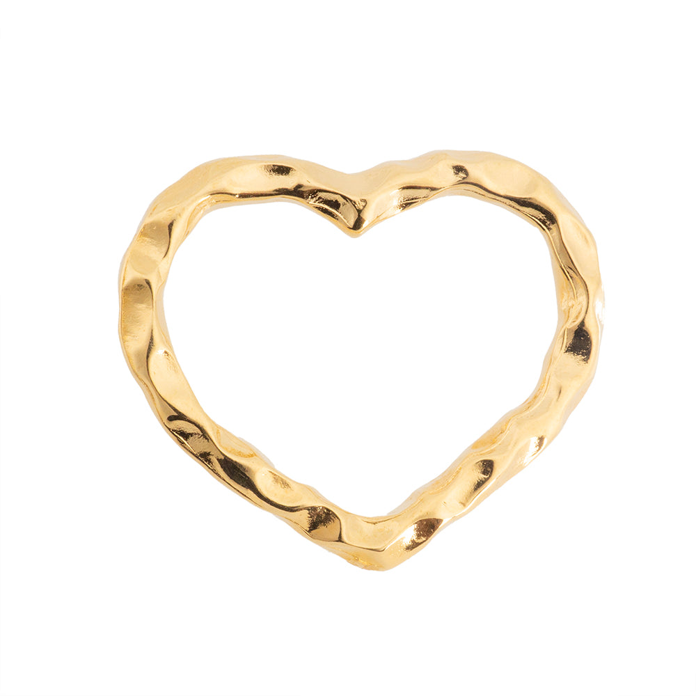 Dije Chapa Corazon Martillado 27.3x32mm Dorado Brillante