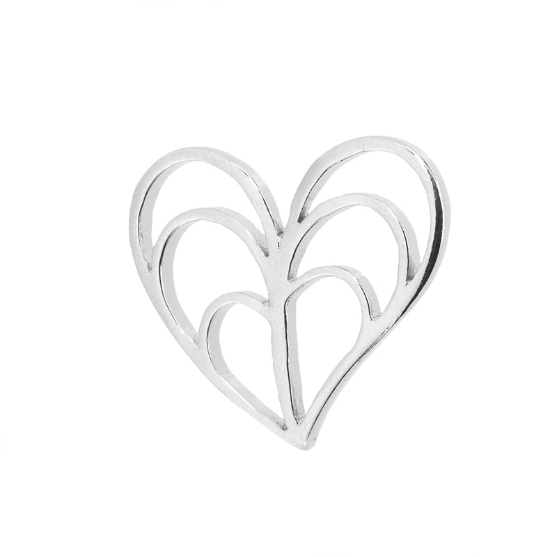 Dije Corazon Calado 25x27mm Niquel