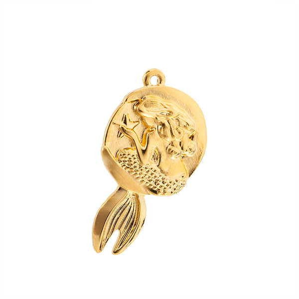 Dije Chapa Sirena 27x15.7mm Dorado