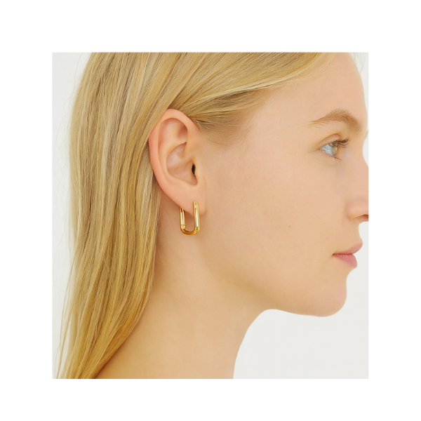 Arracada Rectangular 16.2x11.8mm Dorado Brillante